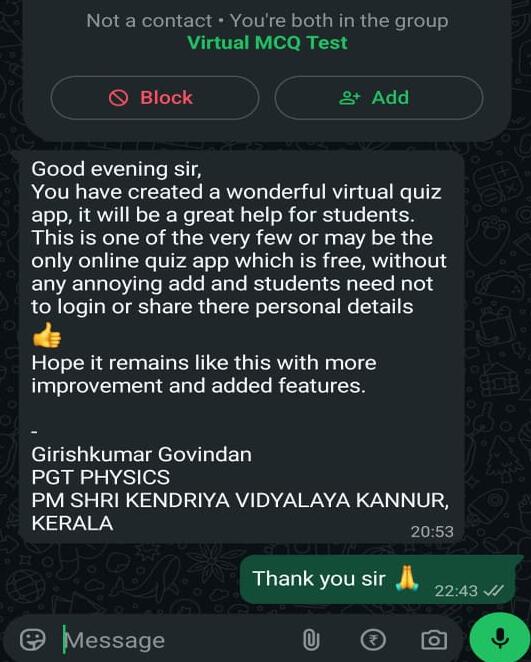 WhatsApp Feedback
